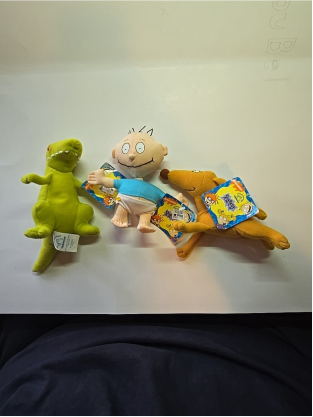 Vintage 1997 Nickelodeon Rugrats Tommy, Spike & Reptar Bean Bag Plush Applause